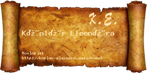 Káplár Eleonóra névjegykártya
